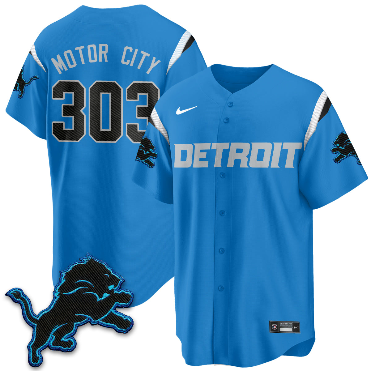 Detroit Lions Motor City 2026 Rivalries Vapor Baseball Jersey - All Stitched - Blue