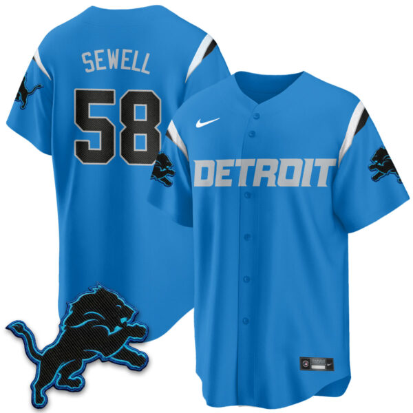Detroit Lions Penei Sewell 2026 Rivalries Vapor Baseball Jersey - All Stitched - Blue