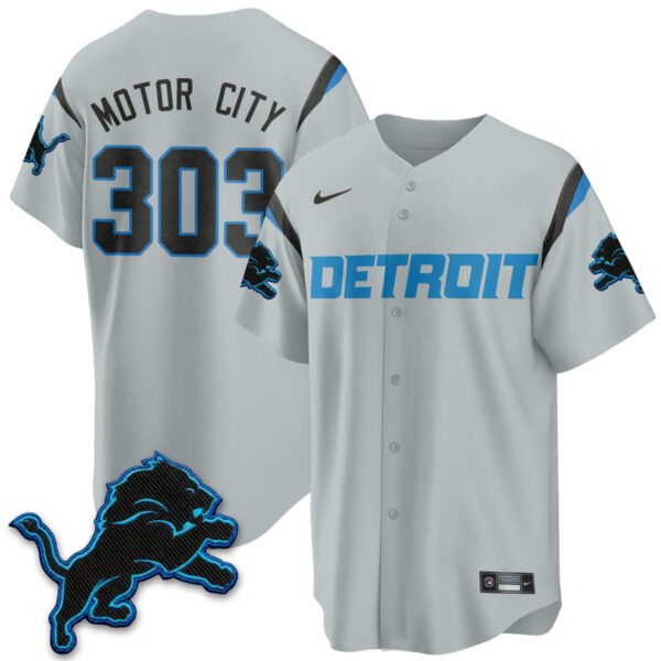 Detroit Lions Motor City 2026 Rivalries Vapor Baseball Jersey - All Stitched - Gray