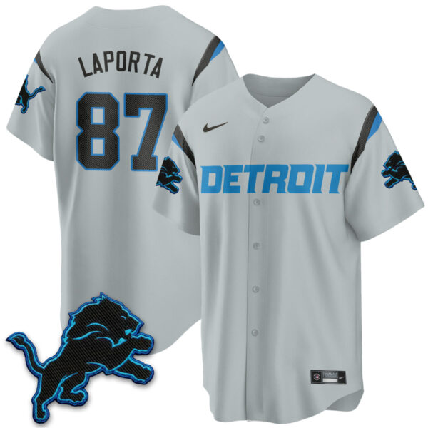 Detroit Lions Sam LaPorta 2026 Rivalries Vapor Baseball Jersey - All Stitched - Gray