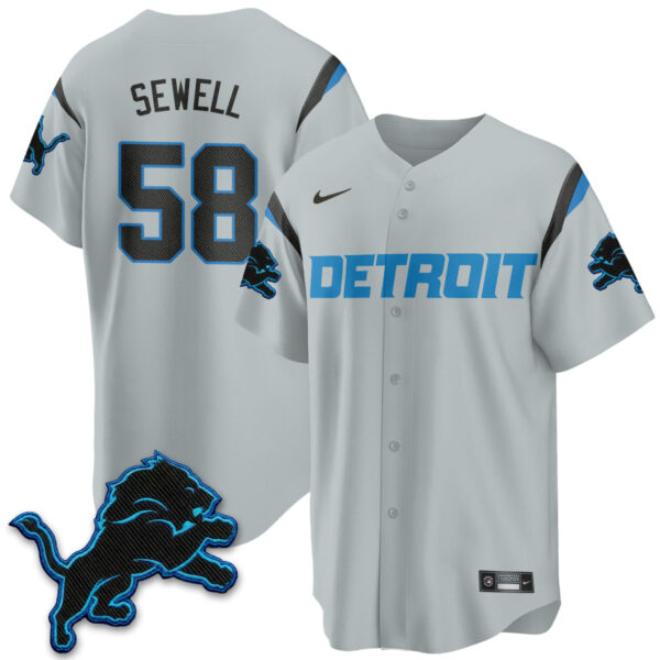 Detroit Lions Penei Sewell 2026 Rivalries Vapor Baseball Jersey - All Stitched - Gray