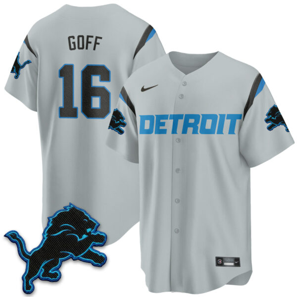 Detroit Lions Jared Goff 2026 Rivalries Vapor Baseball Jersey - All Stitched - Gray