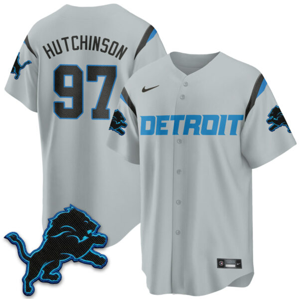 Detroit Lions Aidan Hutchinson 2026 Rivalries Vapor Baseball Jersey - All Stitched - Gray