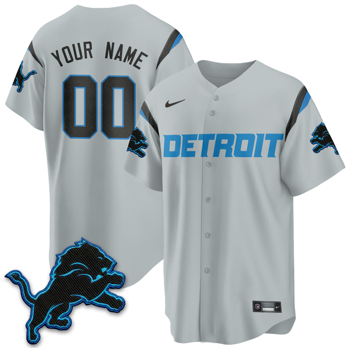 Detroit Lions 2026 Rivalries Vapor Custom Baseball Jersey - All Stitched - Gray