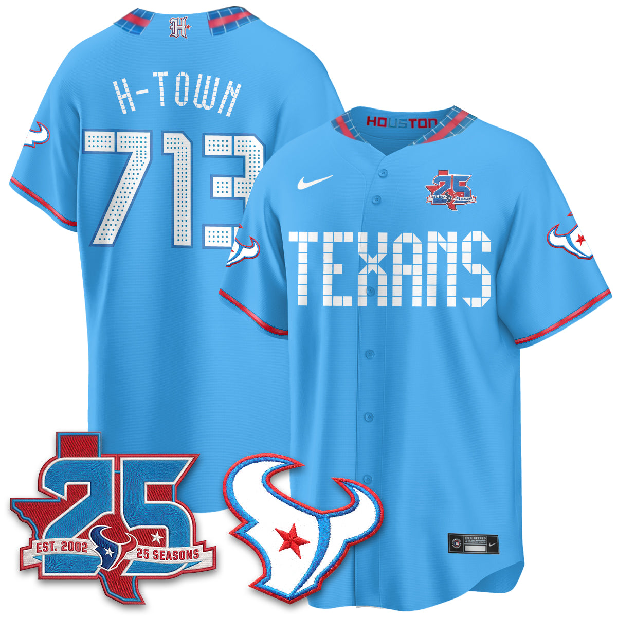 Houston Texans H-Town 2026 Rivalries Vapor Baseball Jersey - All Stitched - Blue