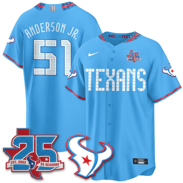 Houston Texans Will Anderson Jr. 2026 Rivalries Vapor Baseball Jersey - All Stitched - Blue