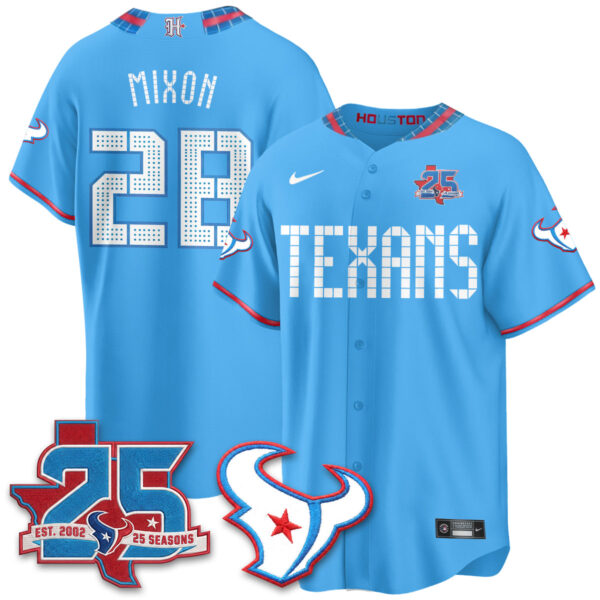 Houston Texans Joe Mixon 2026 Rivalries Vapor Baseball Jersey - All Stitched - Blue