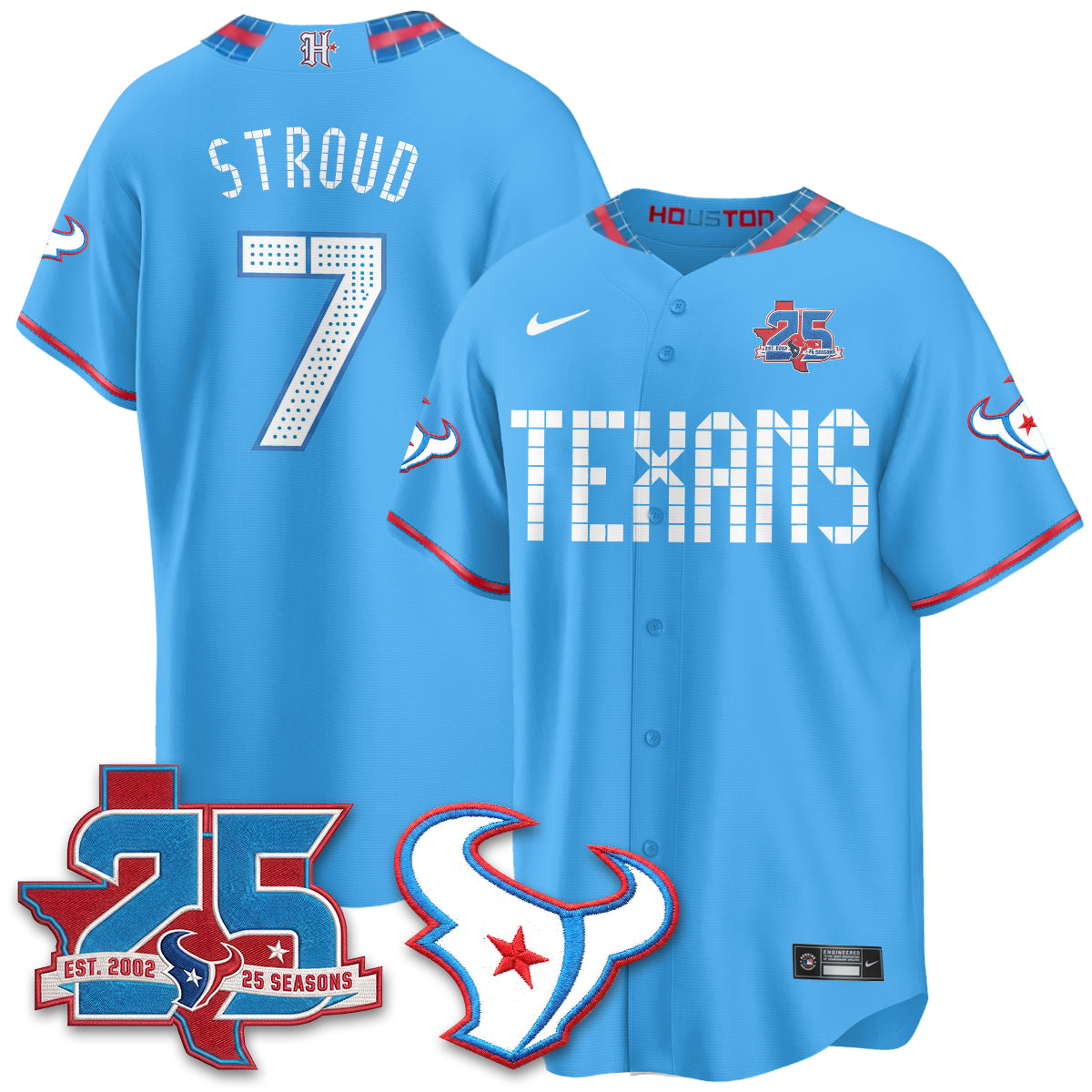 Houston Texans C.J. Stroud 2026 Rivalries Vapor Baseball Jersey - All Stitched - Blue