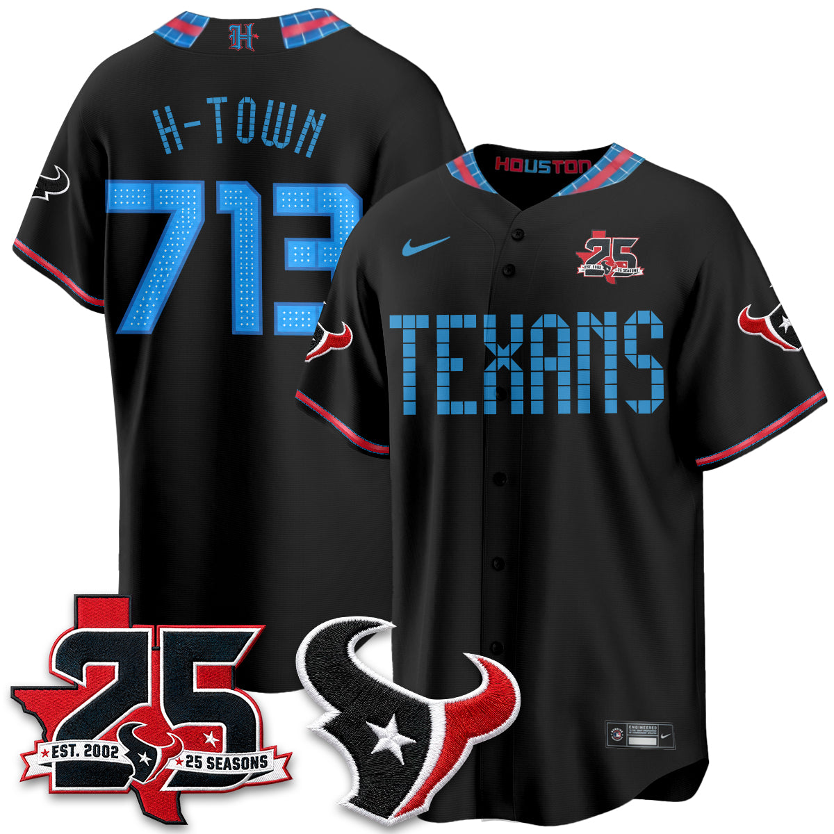 Houston Texans H-Town 2026 Rivalries Vapor Baseball Jersey - All Stitched - Black