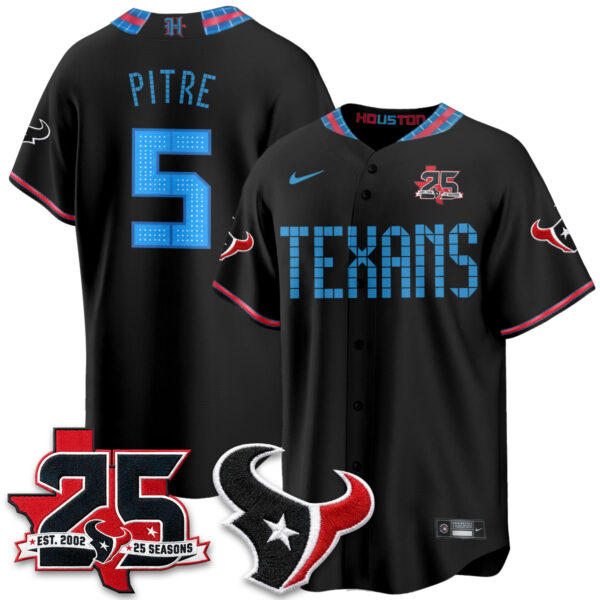Houston Texans Jalen Pitre 2026 Rivalries Vapor Baseball Jersey - All Stitched - Black