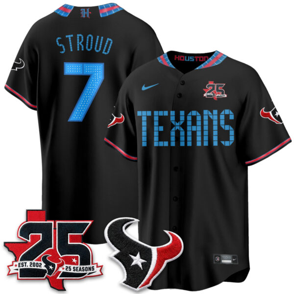 Houston Texans C.J. Stroud 2026 Rivalries Vapor Baseball Jersey - All Stitched - Black