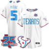 Houston Texans Jalen Pitre 2026 Rivalries Vapor Baseball Jersey - All Stitched - White