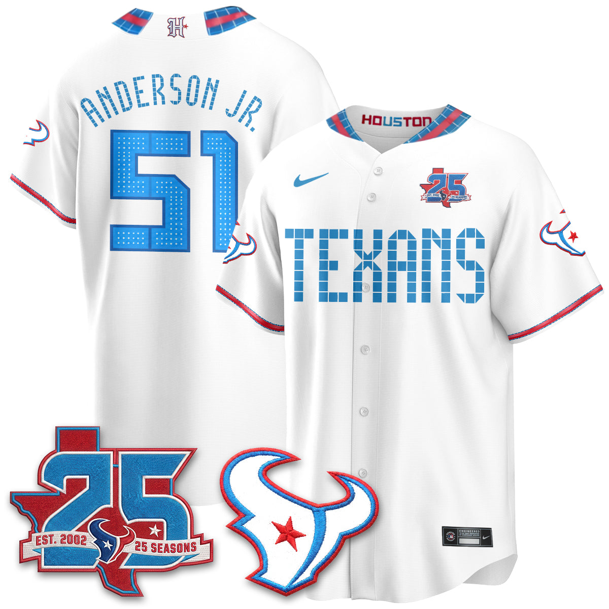 Houston Texans Will Anderson Jr. 2026 Rivalries Vapor Baseball Jersey - All Stitched - White