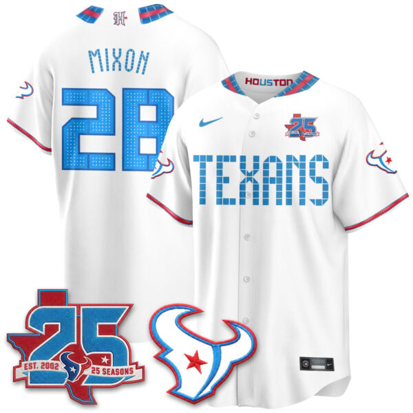 Houston Texans Joe Mixon 2026 Rivalries Vapor Baseball Jersey - All Stitched - White
