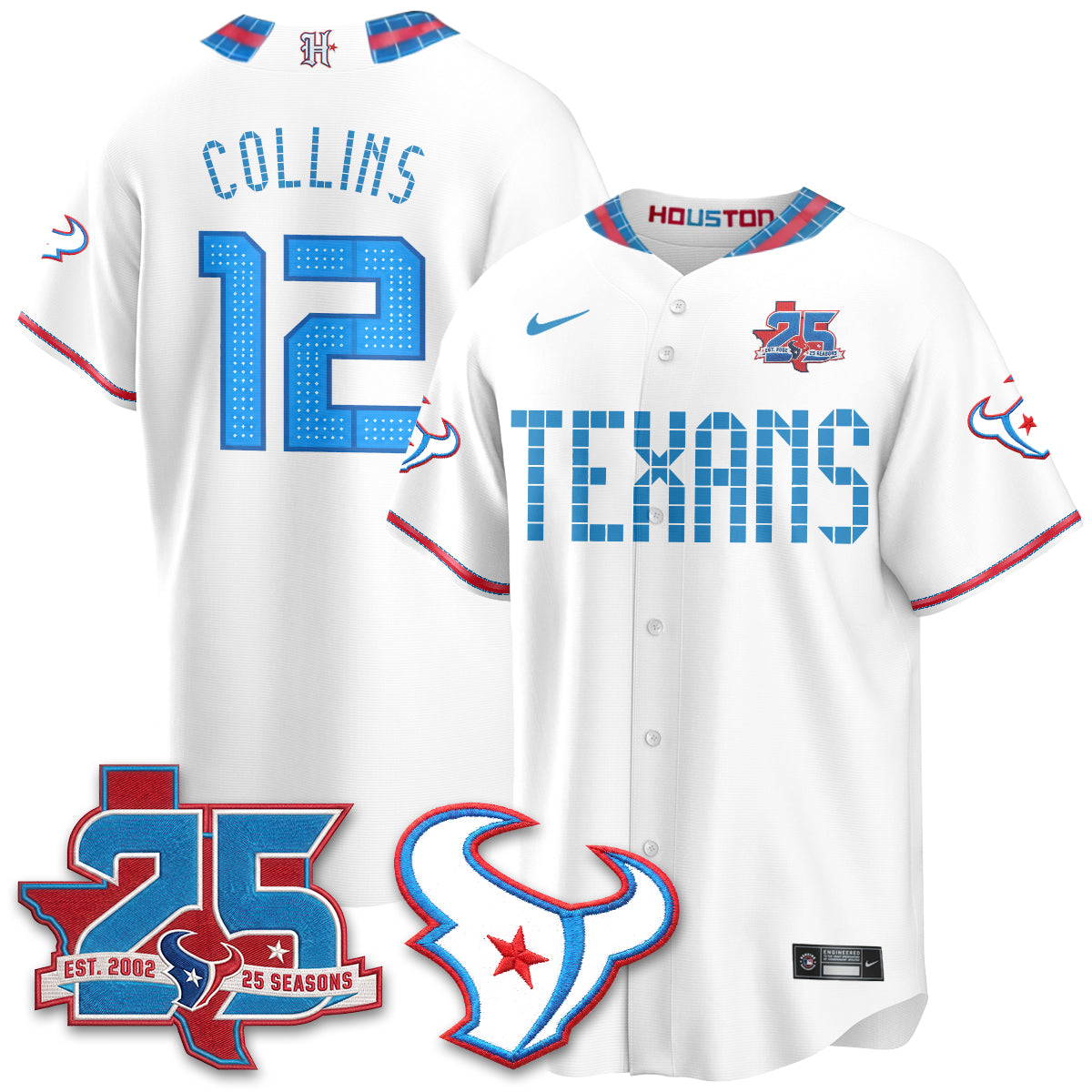 Houston Texans Nico Collins 2026 Rivalries Vapor Baseball Jersey - All Stitched - White