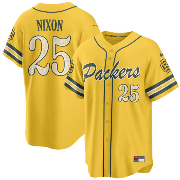 Green Bay Packers Keisean Nixon 2026 Rivalries Vapor Baseball Jersey - All Stitched - Yellow