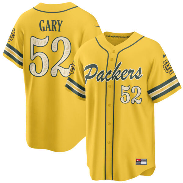 Green Bay Packers Rashan Gary 2026 Rivalries Vapor Baseball Jersey - All Stitched - Yellow