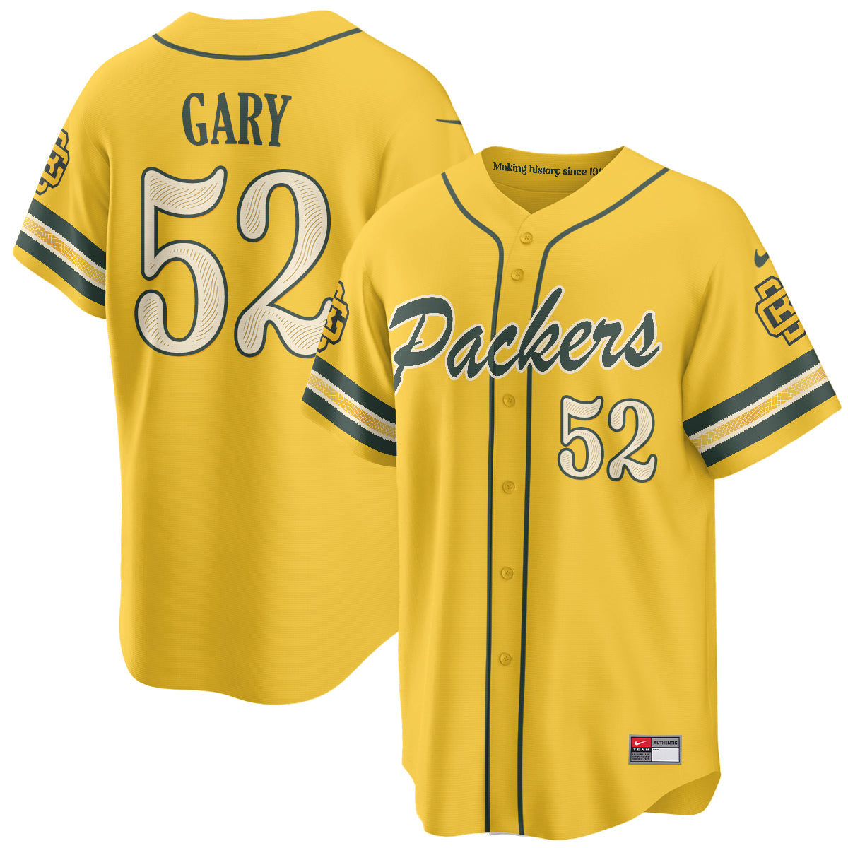 Green Bay Packers Rashan Gary 2026 Rivalries Vapor Baseball Jersey - All Stitched - Yellow