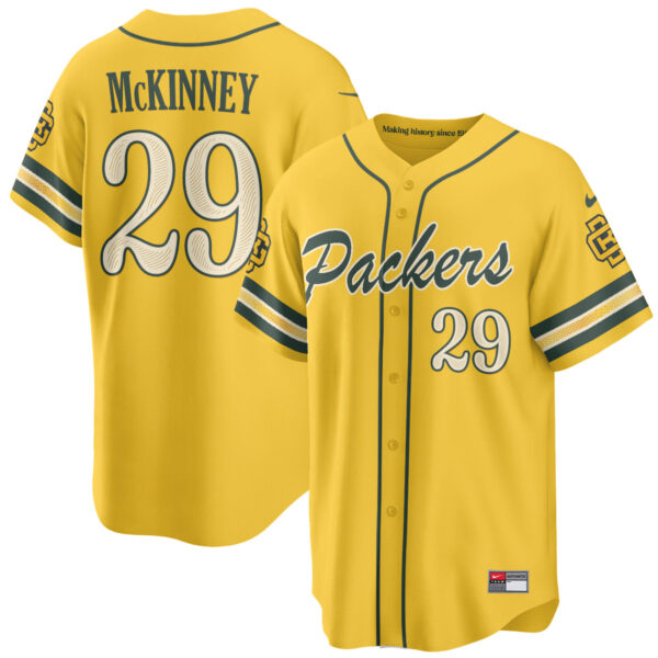 Green Bay Packers Xavier McKinney 2026 Rivalries Vapor Baseball Jersey - All Stitched - Yellow