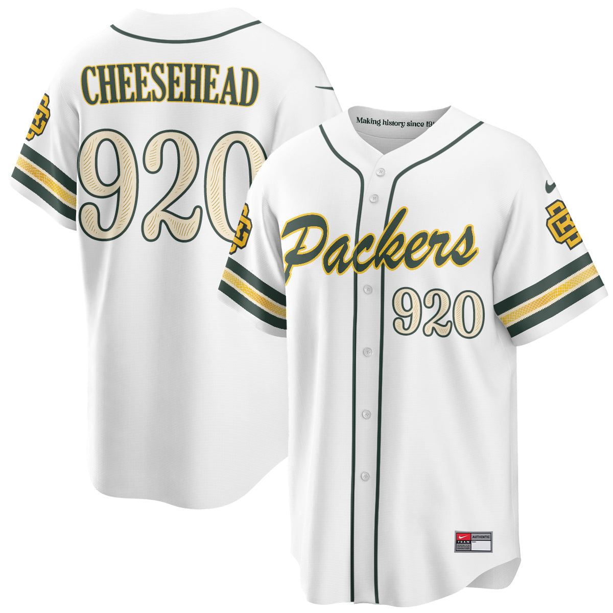 Green Bay Packers Cheesehead 2026 Rivalries Vapor Baseball Jersey - All Stitched - White