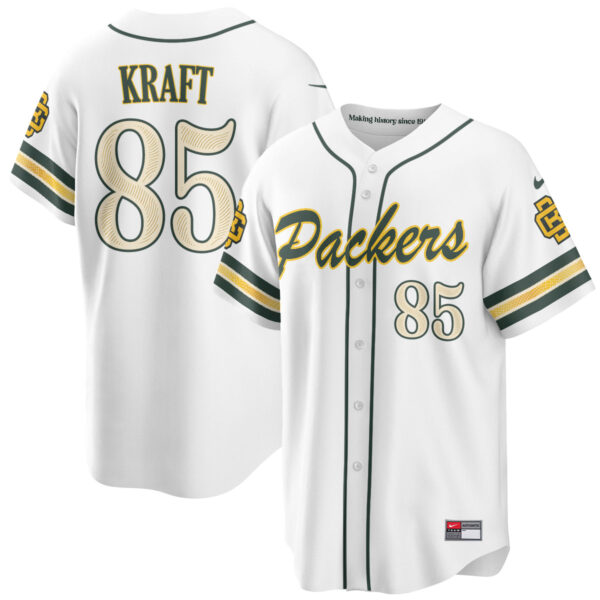 Green Bay Packers Tucker Kraft 2026 Rivalries Vapor Baseball Jersey - All Stitched - White