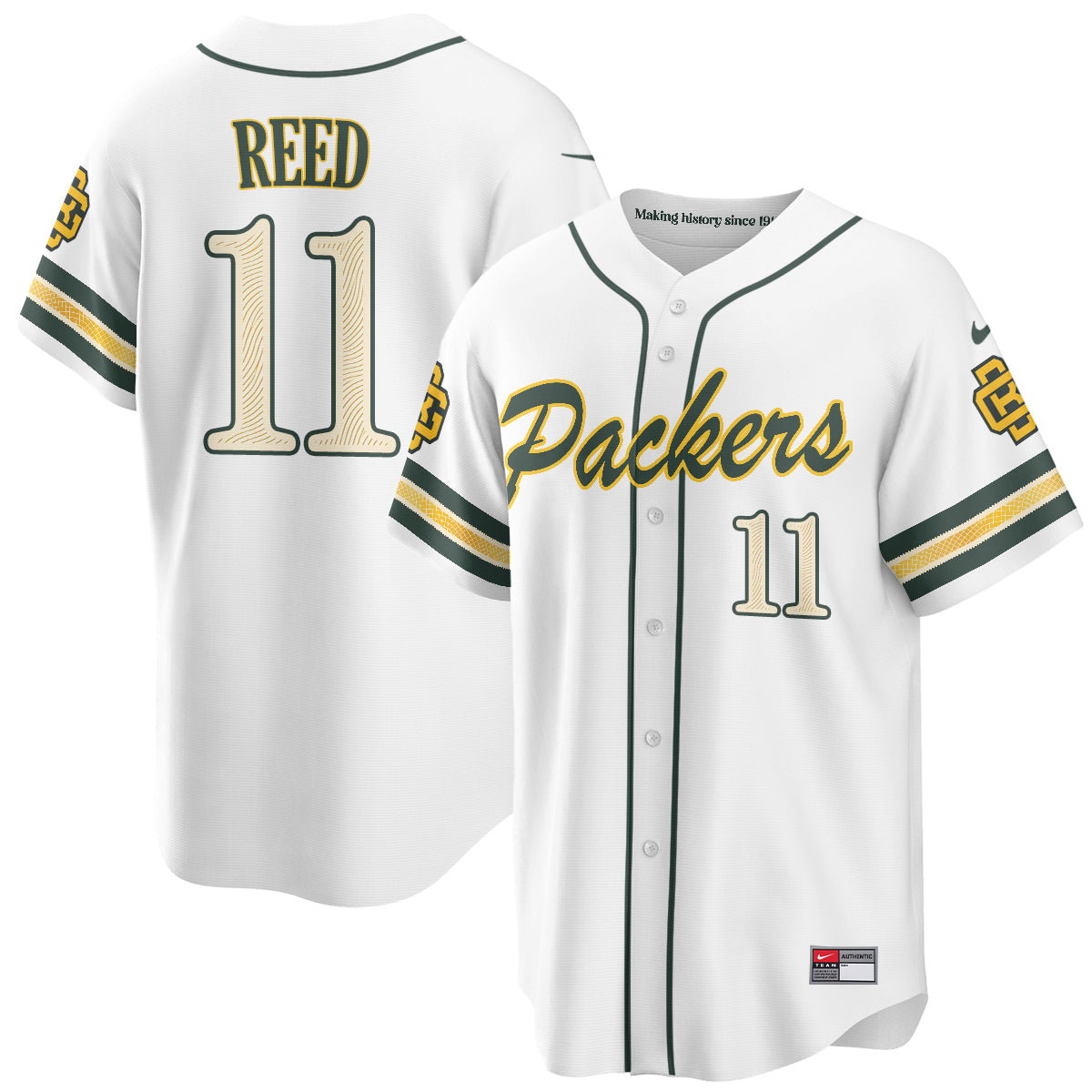 Green Bay Packers Jayden Reed 2026 Rivalries Vapor Baseball Jersey - All Stitched - White