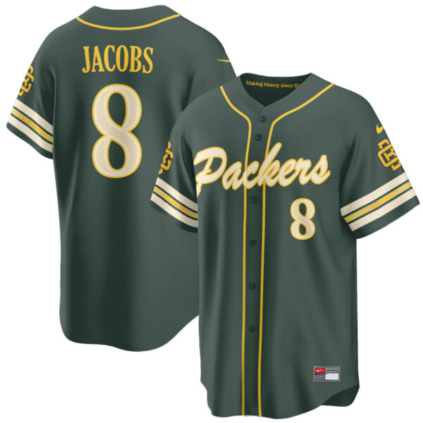 Green Bay Packers Josh Jacobs 2026 Rivalries Vapor Baseball Jersey - All Stitched - Rivalries