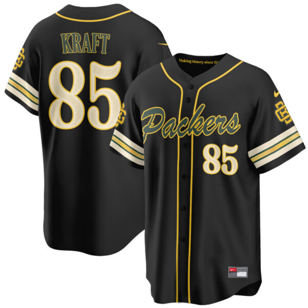 Green Bay Packers Tucker Kraft 2026 Rivalries Vapor Baseball Jersey - All Stitched - Black