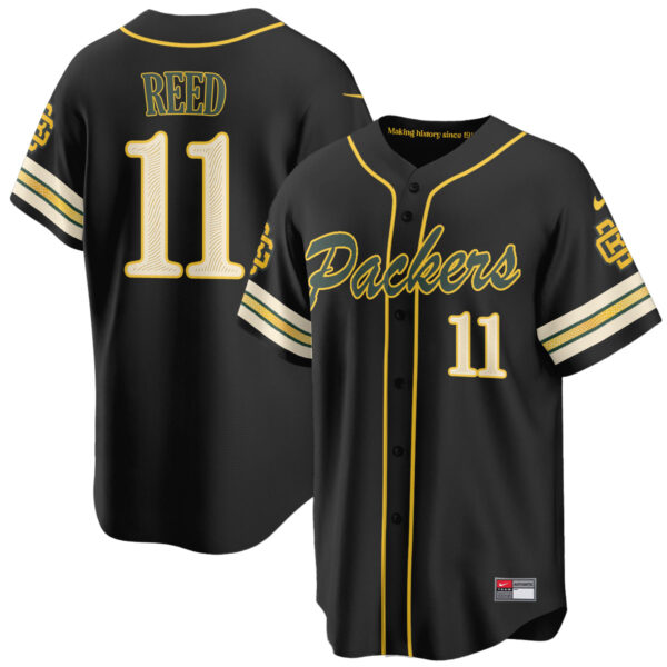 Green Bay Packers Jayden Reed 2026 Rivalries Vapor Baseball Jersey - All Stitched - Black