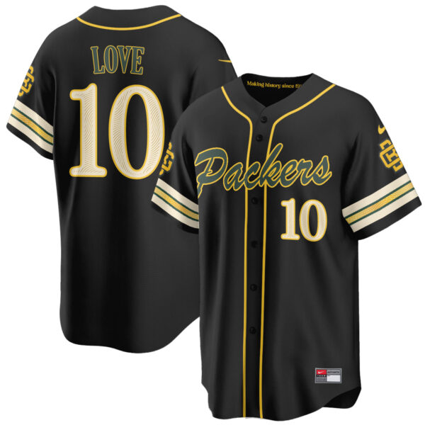 Green Bay Packers Jordan Love 2026 Rivalries Vapor Baseball Jersey - All Stitched - Black