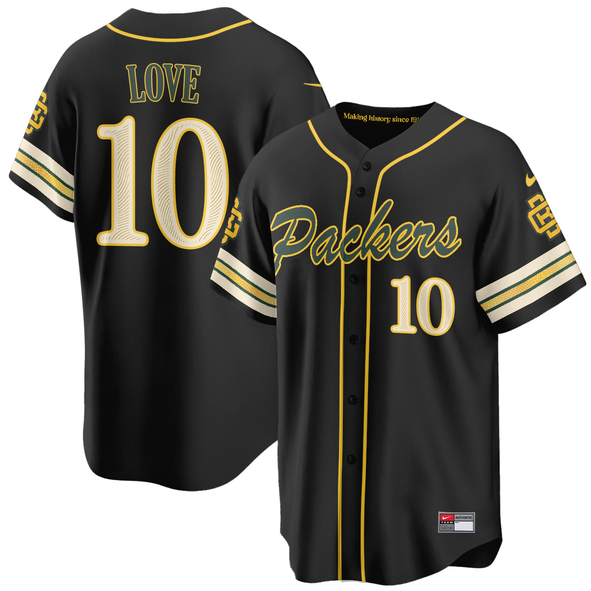 Green Bay Packers Jordan Love 2026 Rivalries Vapor Baseball Jersey - All Stitched - Black