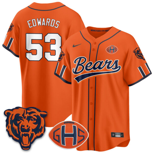 Chicago Bears T.J. Edwards 2026 Rivalries Vapor Baseball Jersey - All Stitched - Orange
