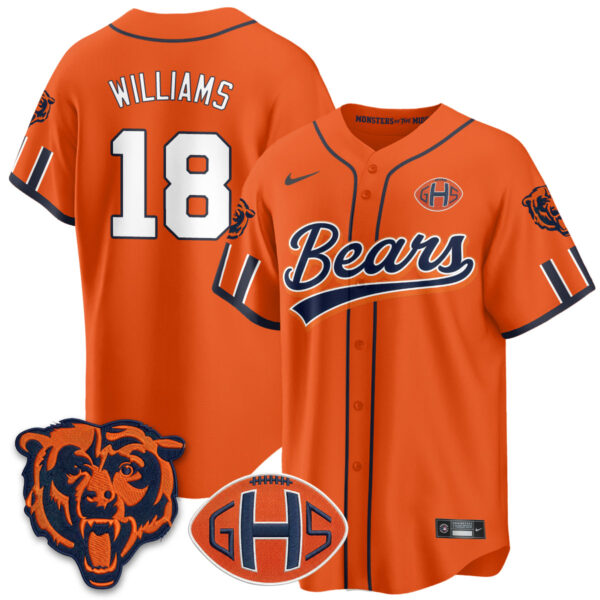 Chicago Bears Caleb Williams 2026 Rivalries Vapor Baseball Jersey - All Stitched - Orange