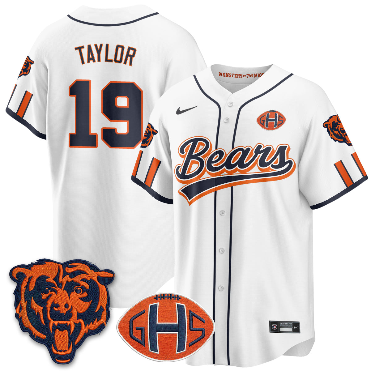 Chicago Bears Tory Taylor 2026 Rivalries Vapor Baseball Jersey - All Stitched - White