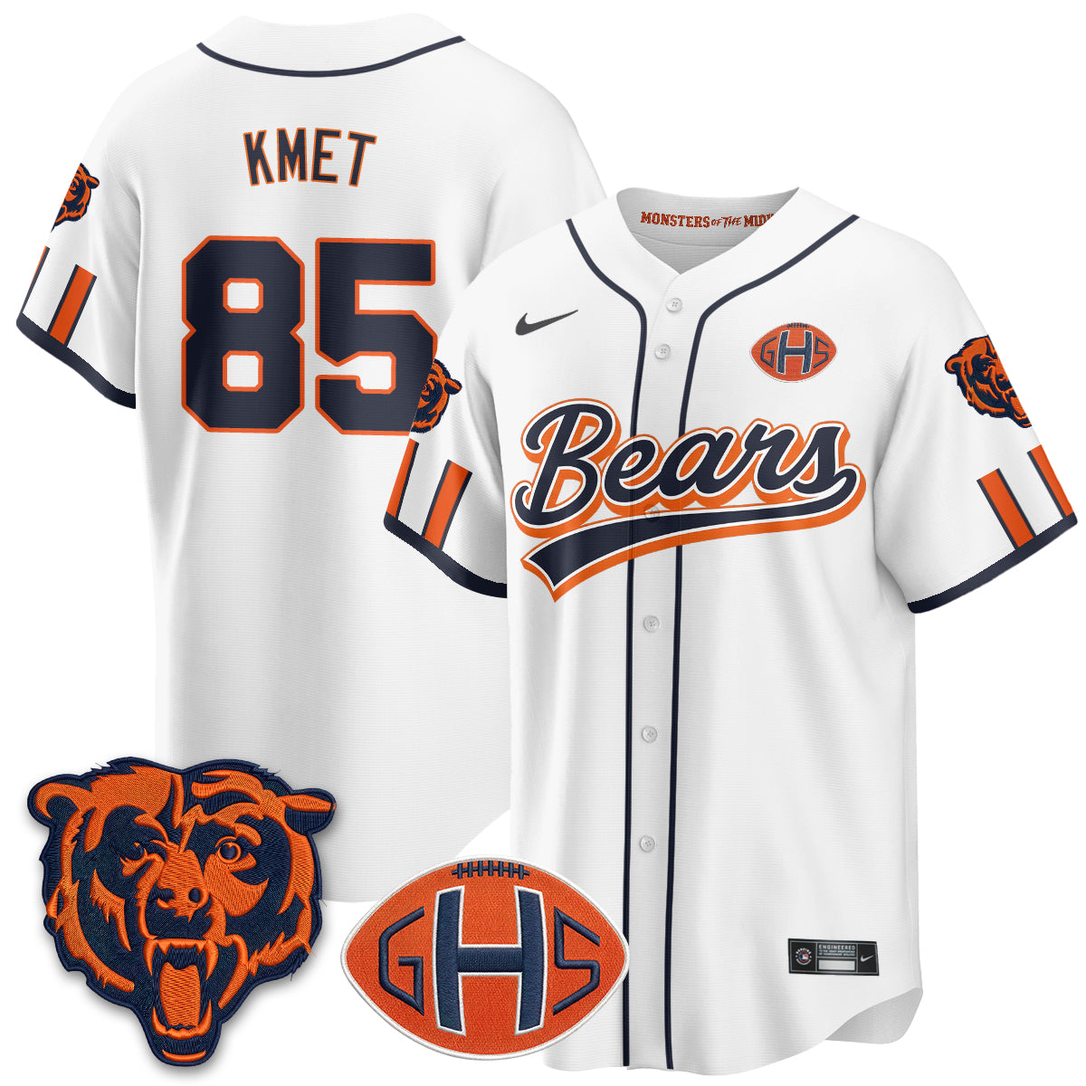 Chicago Bears Cole Kmet 2026 Rivalries Vapor Baseball Jersey - All Stitched - White