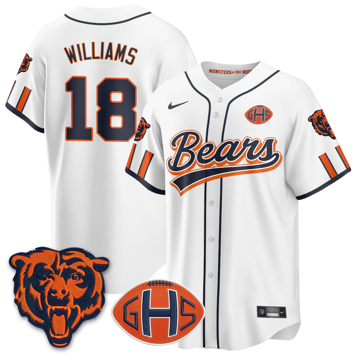 Chicago Bears Caleb Williams 2026 Rivalries Vapor Baseball Jersey - All Stitched - White