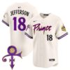 Men’s Minnesota Vikings Prince Patch Vapor Premier Limited Jersey – All Stitched – Cream – Justin Jefferson