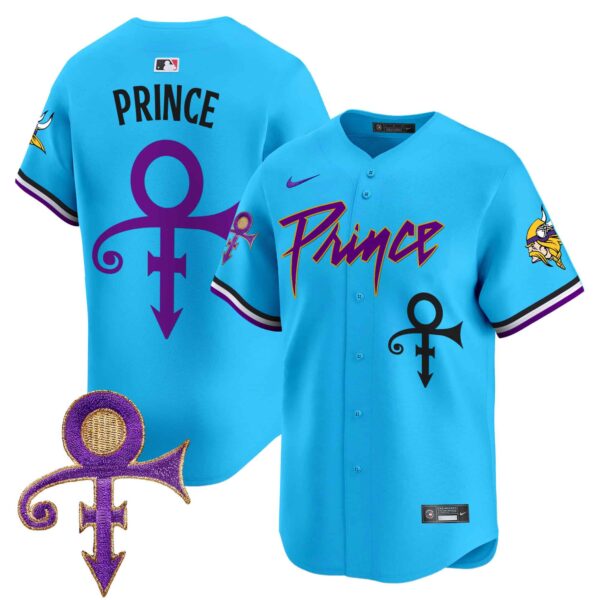 Men’s Minnesota Vikings Prince Patch Vapor Premier Limited Jersey – All Stitched – Light Blue – Prince