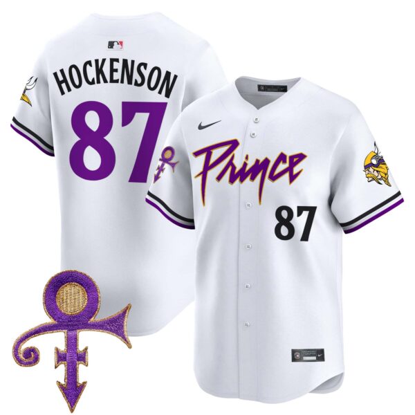 Men’s Minnesota Vikings Prince Patch Vapor Premier Limited Jersey – All Stitched – White – T.J. Hockenson