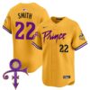 Men’s Minnesota Vikings Prince Patch Vapor Premier Limited Jersey – All Stitched – Gold – Harrison Smith