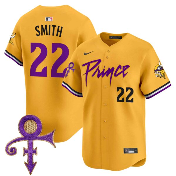 Men’s Minnesota Vikings Prince Patch Vapor Premier Limited Jersey – All Stitched – Gold – Harrison Smith