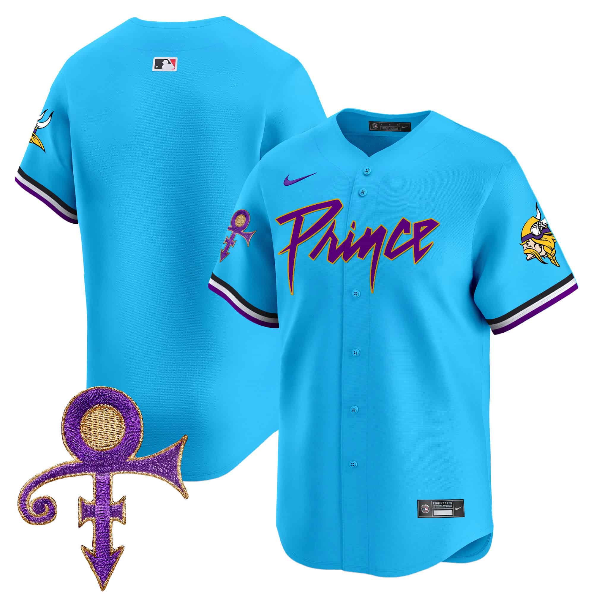 Men’s Minnesota Vikings Prince Patch Vapor Premier Limited Jersey – All Stitched – Light Blue – Team