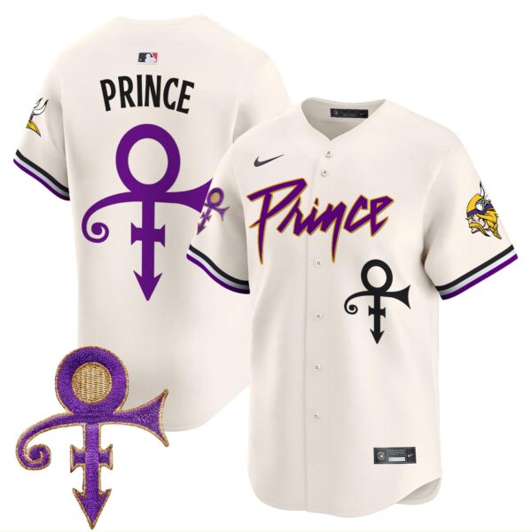 Men’s Minnesota Vikings Prince Patch Vapor Premier Limited Jersey – All Stitched – Cream – Prince