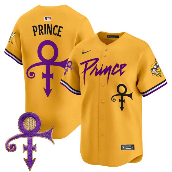 Men’s Minnesota Vikings Prince Patch Vapor Premier Limited Jersey – All Stitched – Gold – Prince