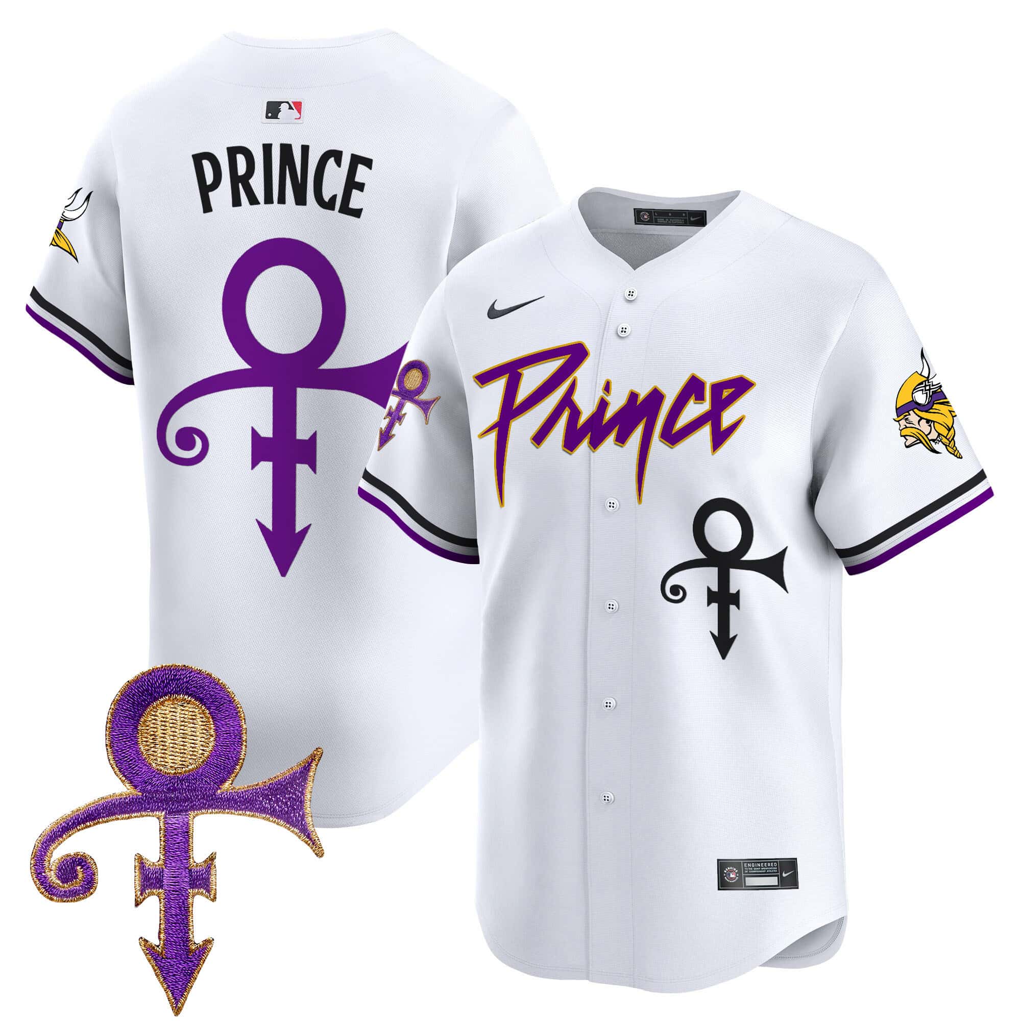 Men’s Minnesota Vikings Prince Patch Vapor Premier Limited Jersey – All Stitched – White – Prince