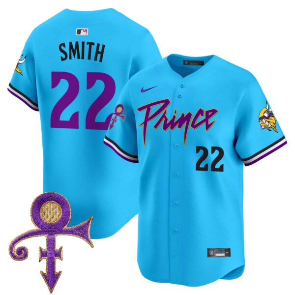 Men’s Minnesota Vikings Prince Patch Vapor Premier Limited Jersey – All Stitched – Light Blue – Harrison Smith