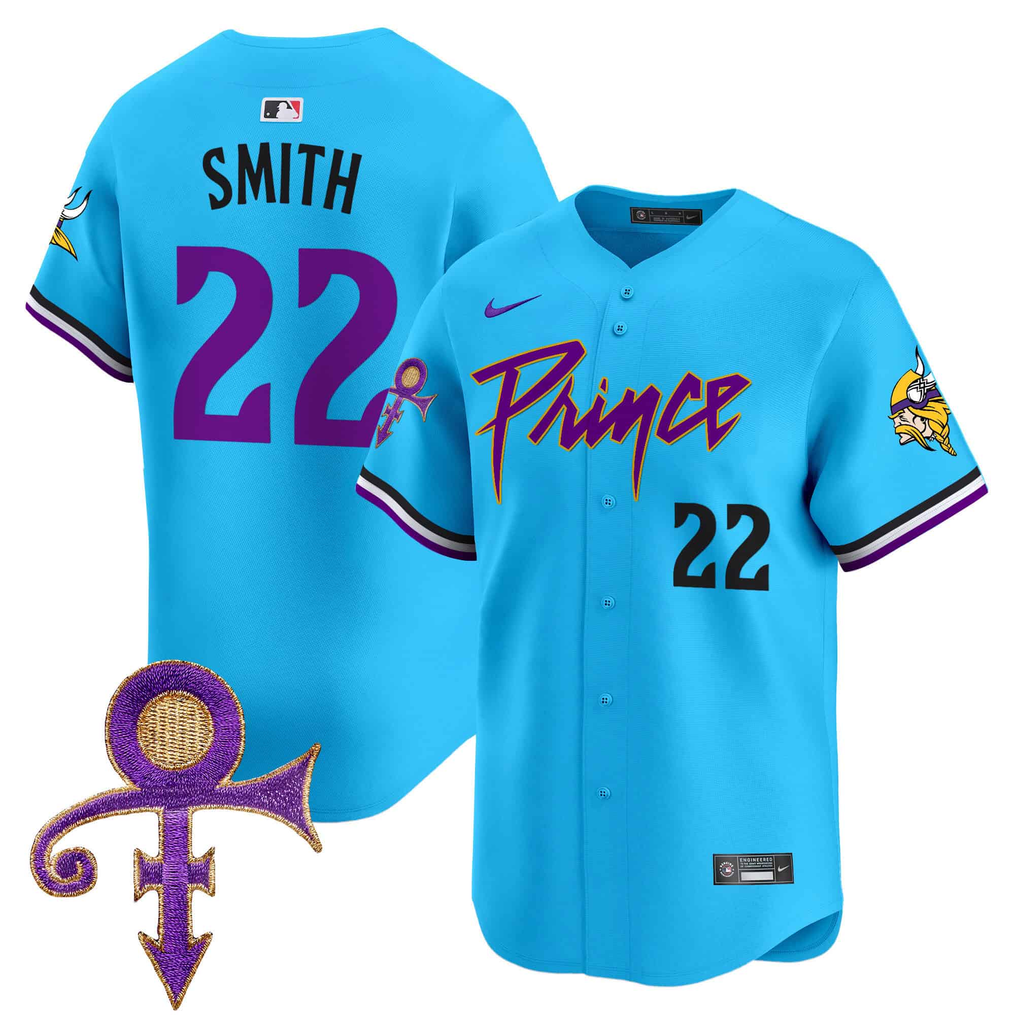 Men’s Minnesota Vikings Prince Patch Vapor Premier Limited Jersey – All Stitched – Light Blue – Harrison Smith