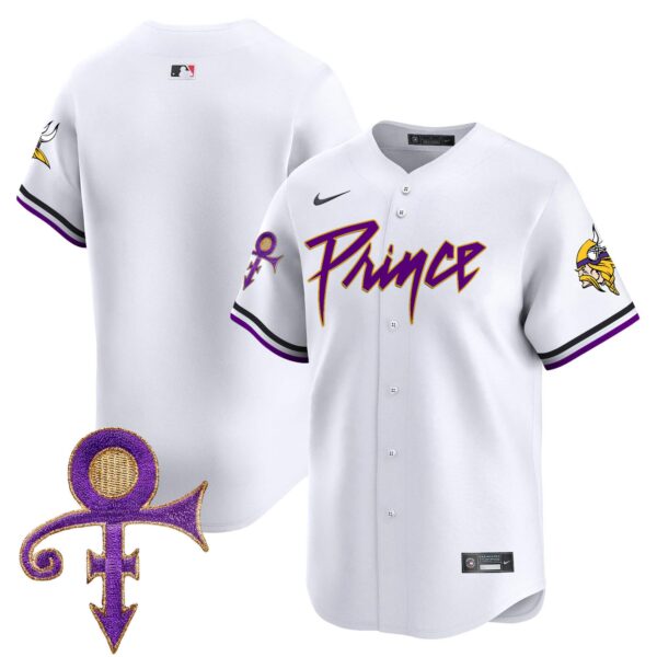 Men’s Minnesota Vikings Prince Patch Vapor Premier Limited Jersey – All Stitched – White – Team