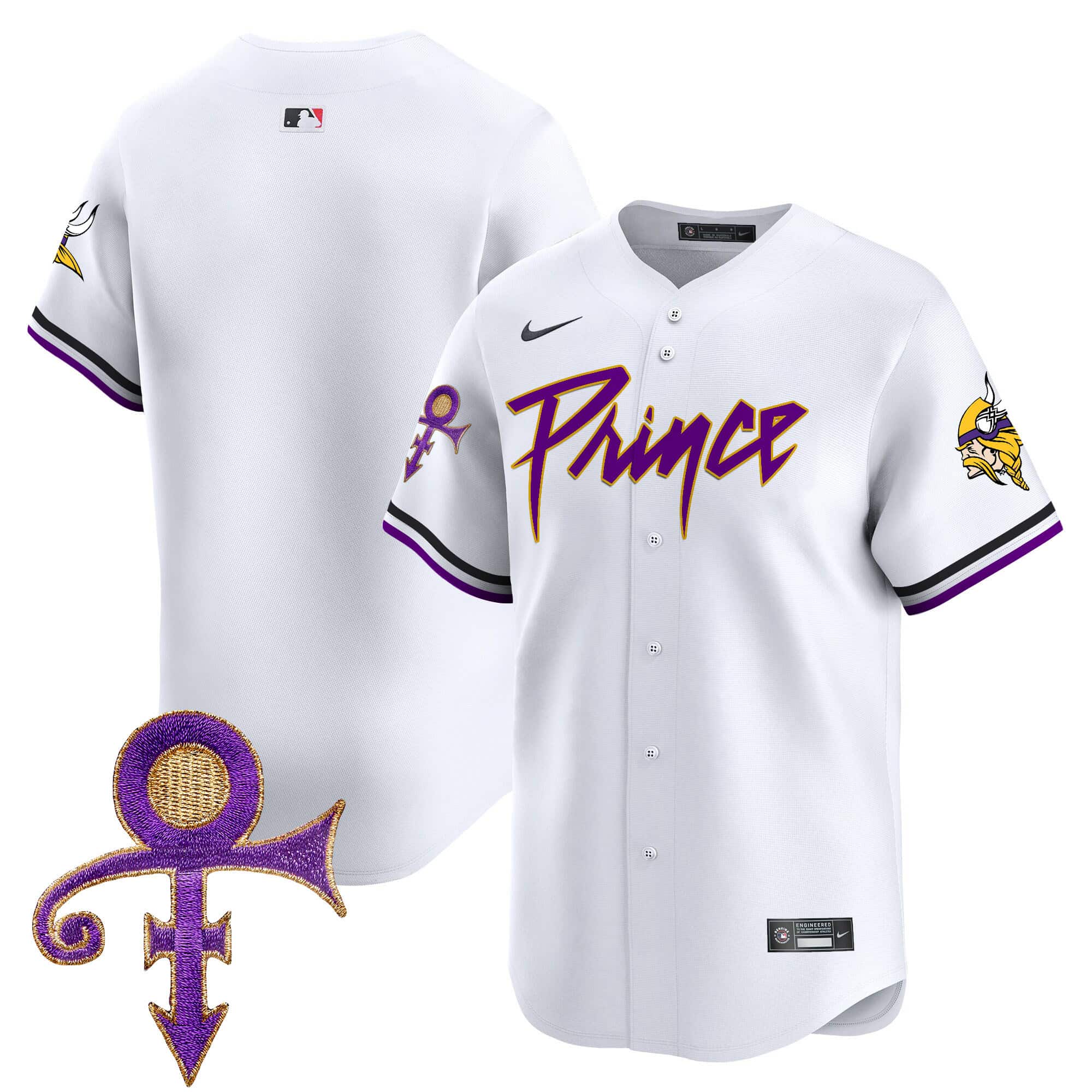 Men’s Minnesota Vikings Prince Patch Vapor Premier Limited Jersey – All Stitched – White – Team