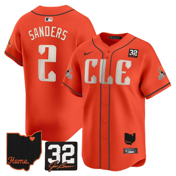 Cleveland Browns Shedeur Sanders Jim Brown Memorial & Home Patch Vapor Limited Baseball Jersey - All Stitched - Orange